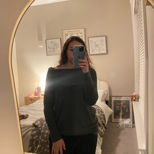 LOFT Off-the-Shoulder Dark Gray Sweater